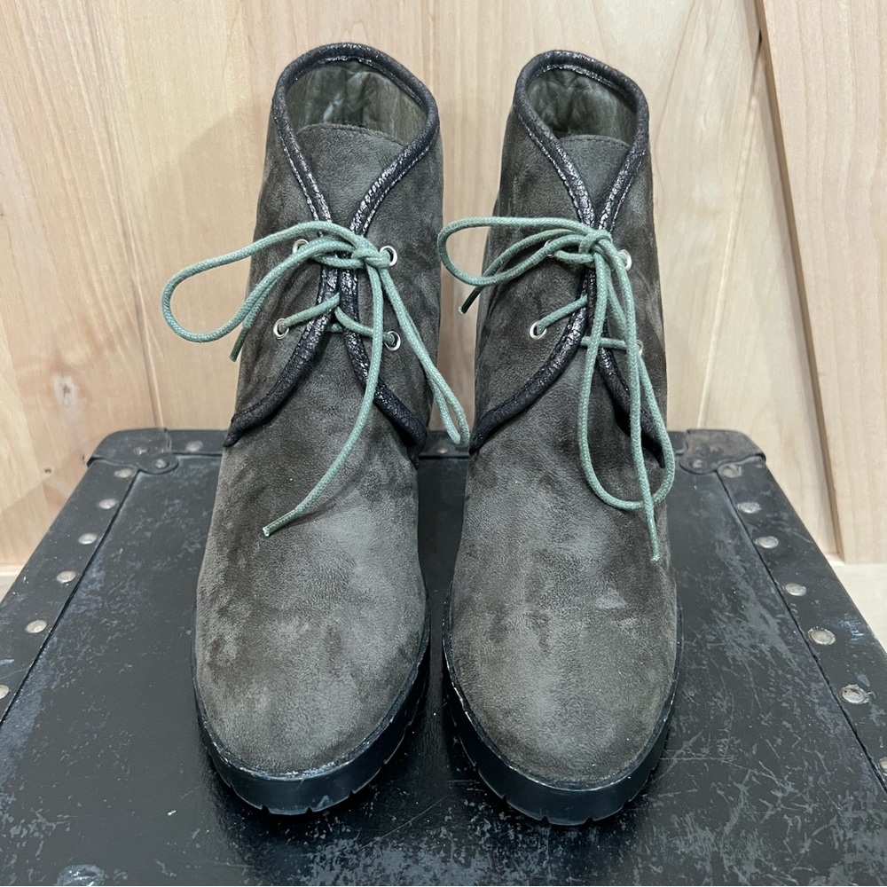 Anthropologie Vanessa Wu wedge booties Boots Size 10 Gray EU 41 - Picture 6 of 16